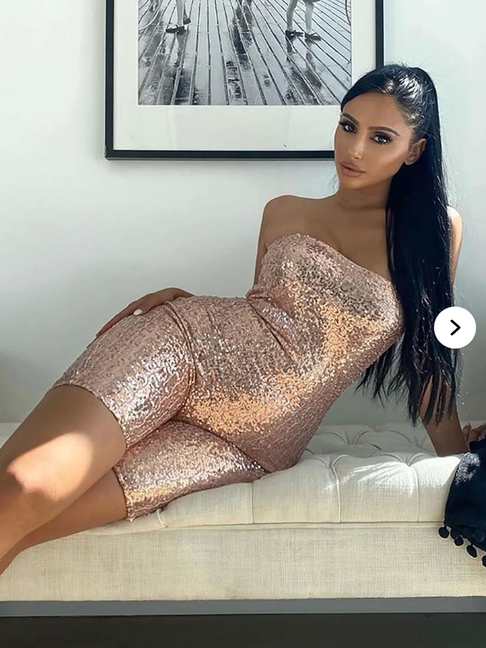 Fashion Nova Rose Gold Sequin Strapless Romper Glam Party Clubwear Size Small